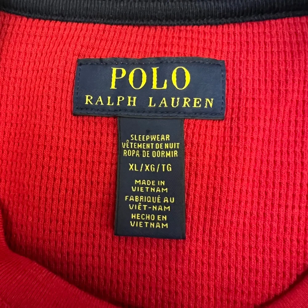 Polo Ralph Lauren Men's Red  Waffle Knit Thermal Crew-Neck Long Sleeve Sz XL